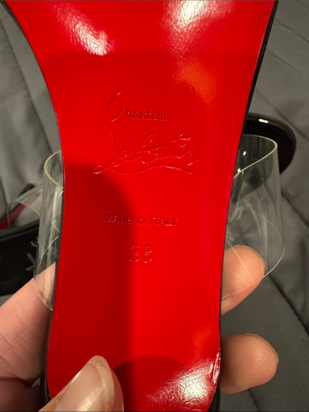 Christian Louboutin NEW Just Nothing Clear Strap Slide Sandal - Picture 6 of 8